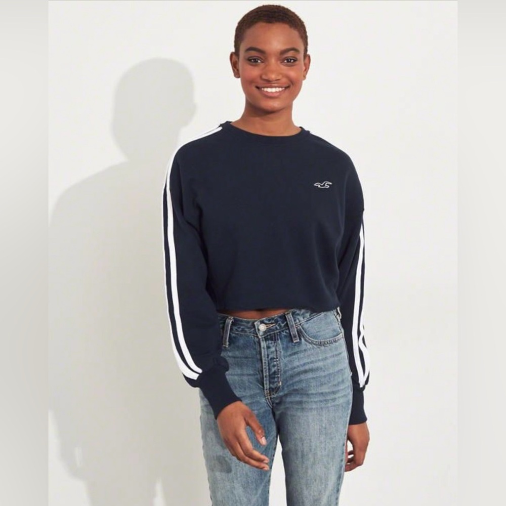 Hollister Navy Sweatshirt with White Accents